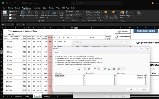 page setup
